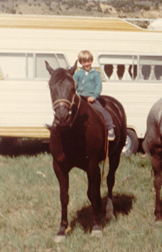 Dustin riding his horse Taffy