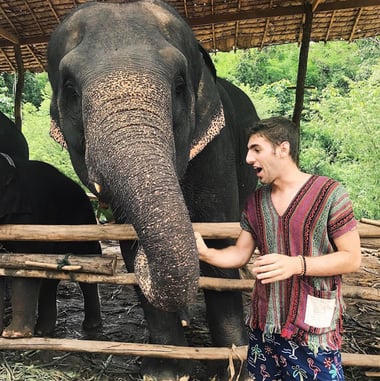 Steven with an Elephant in Thailand 