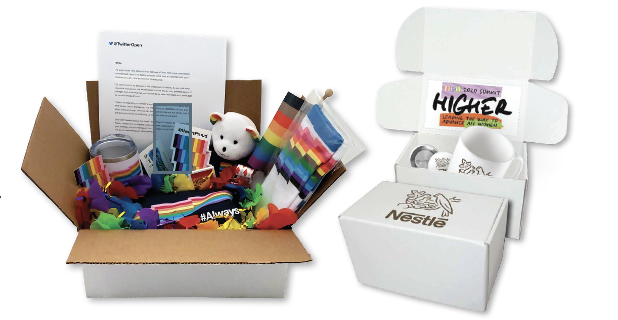 (Boxes of swag courtesy of Brand|Pride)